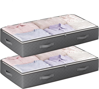 Budding Joy 95L Under Bed Storage Containers, 4 Pack Closet Organizers Grey