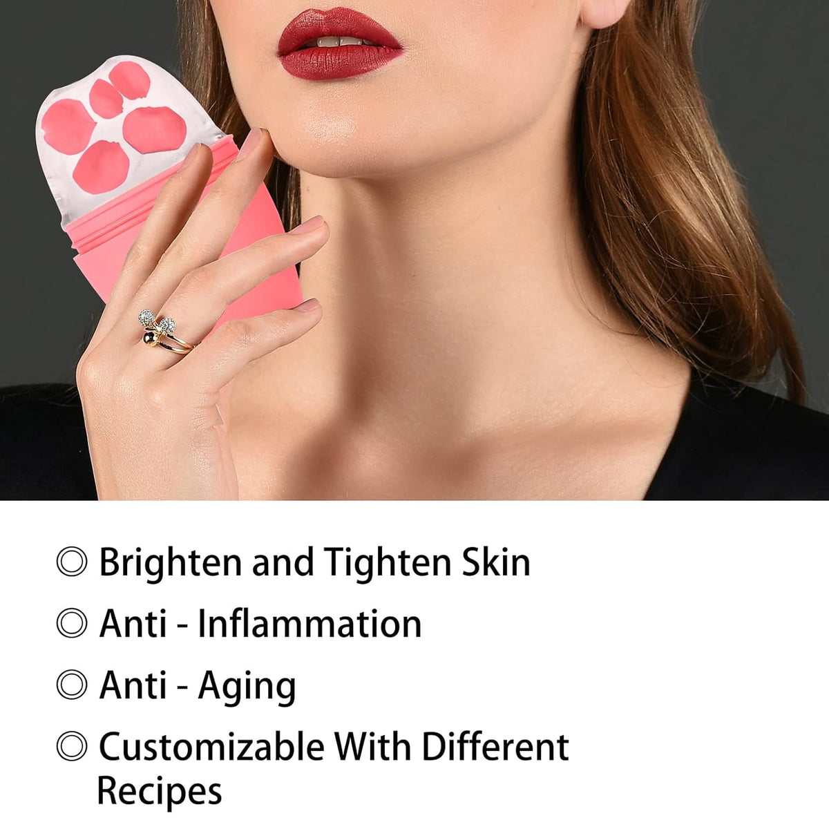 Evmliy 2Pack Ice Face Roller, Silicone Ice Roller for Face to Tighten and Lift Skin, for Face & Eye Puffiness Relief, Reusable Facial Mold for Neck to Enhance Natural Glow, Skin Care for Women Beauty