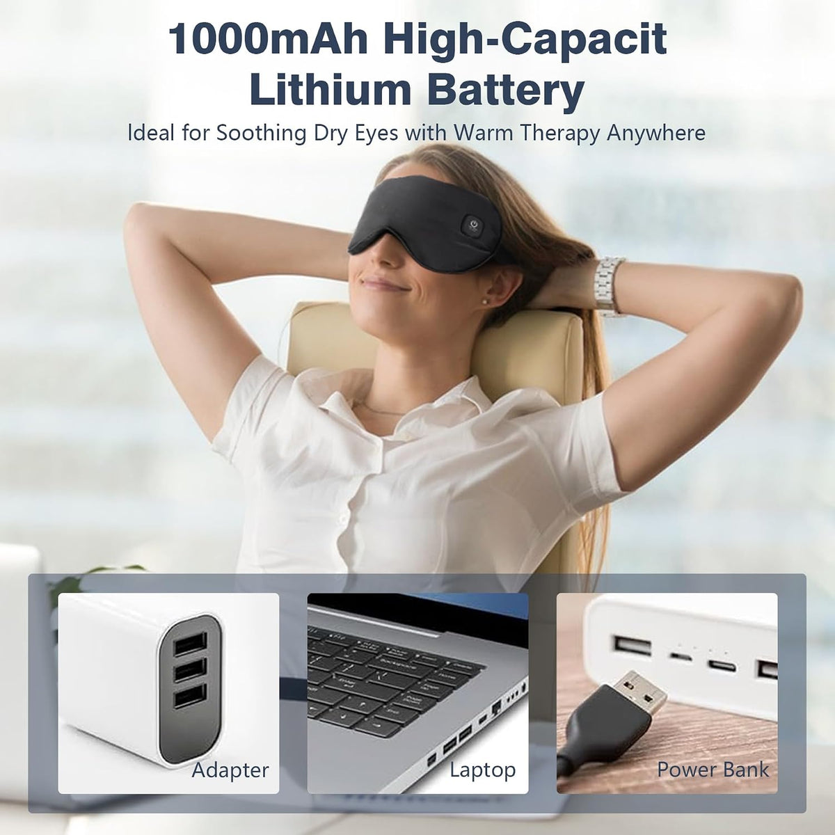 Heated Eye Mask Cordless, Warm Eye Compress for Dry Eyes Stye Blepharitis Chalazion MGD Eye Treatment, Heat Therapy to Unclog Gland, Soothe Tired and Sore Eyes (Gray)