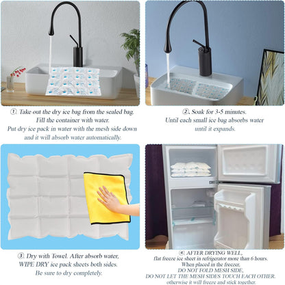 Reusable Ice Packs for Shipping & Coolers Dry Ice for Shipping Frozen Food Cold Pack for Lunch Bags, Long Lasting Cold Ice Pack Sheets for Transport Food (10 Sheets x 16 Cells)