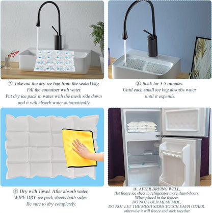 Reusable Ice Packs for Shipping & Coolers Dry Ice for Shipping Frozen Food Cold Pack for Lunch Bags, Long Lasting Cold Ice Pack Sheets for Transport Food (10 Sheets x 16 Cells)