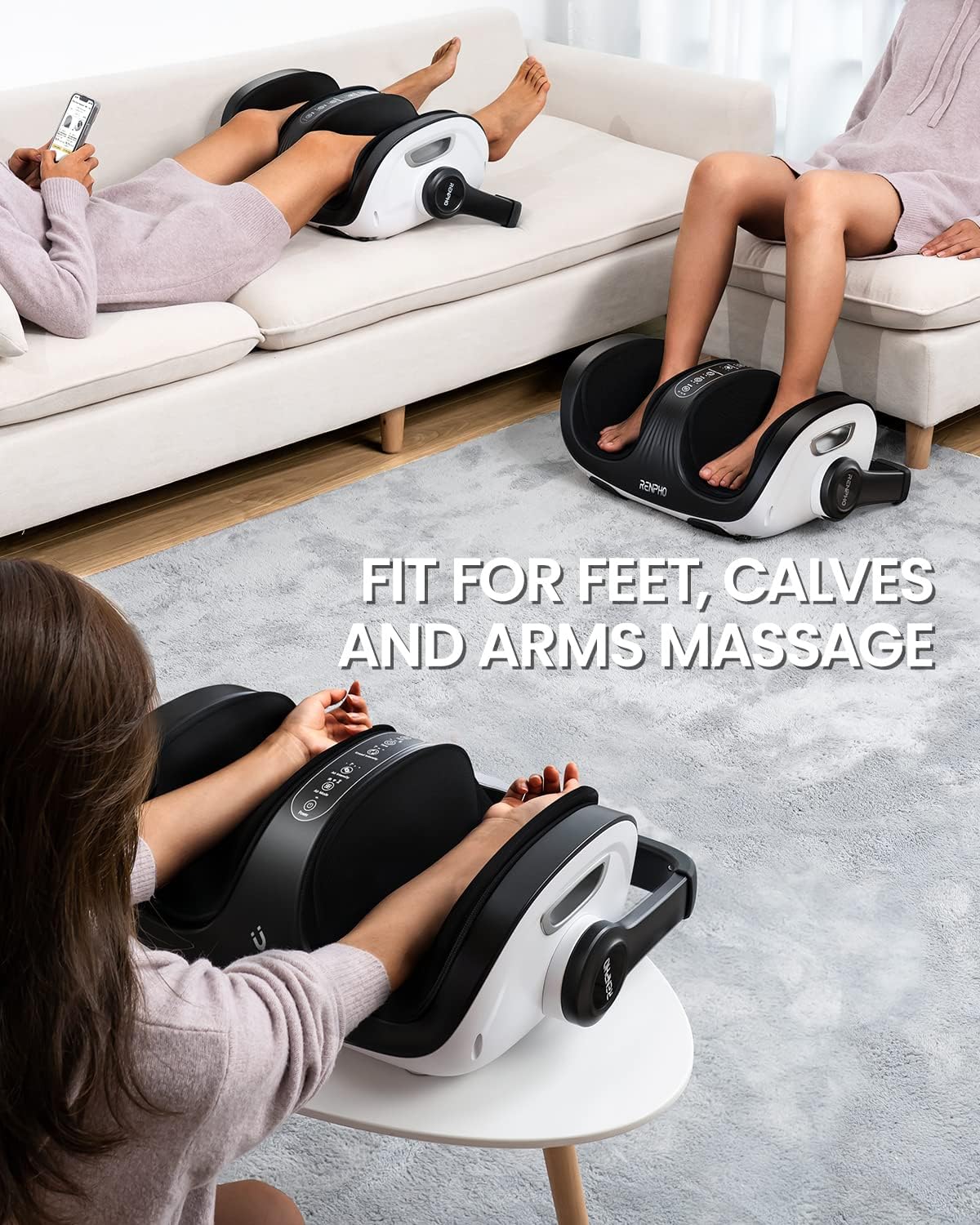 RENPHO 4-in-1 Shiatsu Foot Massager with Heat, Deep Kneading Massage for Plantar Fasciitis Relief, Foot and Calf Massager, FSA Eligible Items Only List, Birthday Day Gifts for Women Wife Men, Size 14