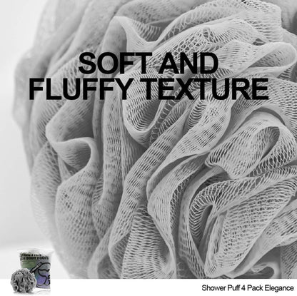 WhaleLife Loofah Bath Sponges - Black Gentle Exfoliating Shower Loofah for Rich Lather, Durable Mesh Body Scrubber for Men & Women 4 Pack