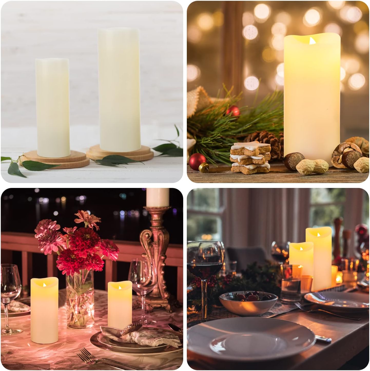 2PACK Outdoor Plastic flameless Candles with Remote Control and Timer, LED Flickering Battery Operated Electric Pillar Candles (D3 xH5.5) for Camping, Weddings, Home Decoration