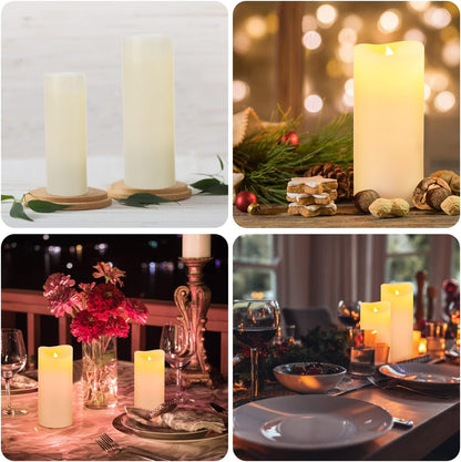 2PACK Outdoor Plastic flameless Candles with Remote Control and Timer, LED Flickering Battery Operated Electric Pillar Candles (D3 xH5.5) for Camping, Weddings, Home Decoration