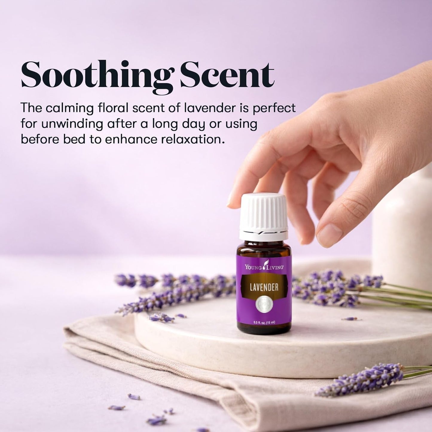 Young Living Lavender Essential Oil | 15 ml | Soothing & Relaxing Aroma for Massage, Aromatherapy, & Skin Care | Calms the Mind & Enhances Relaxation | Authentic Fragrance for Perfume