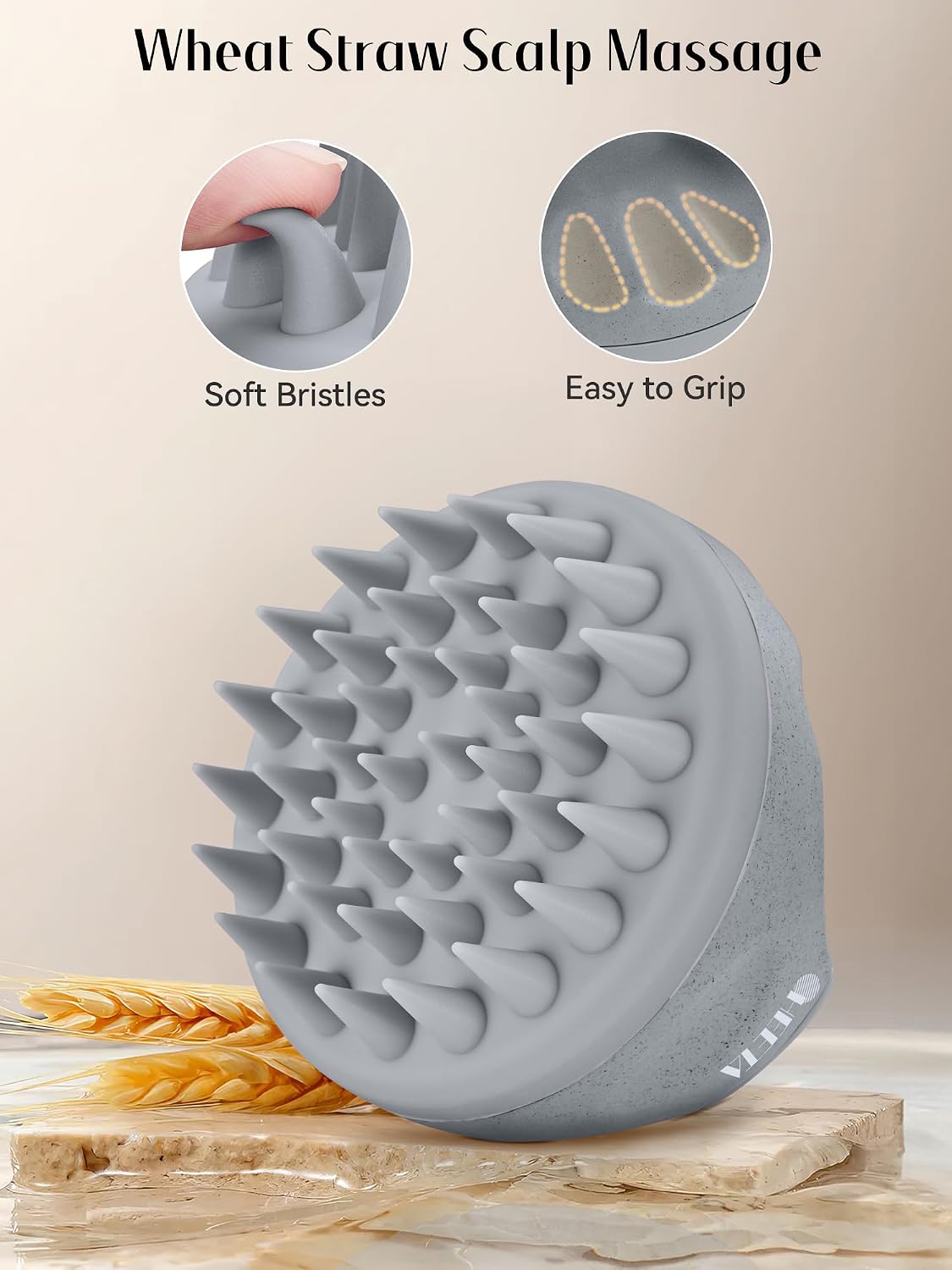 HEETA Scalp Massager with Soft Silicone Bristles for Hair Growth, Dandruff Removal, and Scalp Relaxation - Shampoo Brush for Wet or Dry Hair (Green & Purple)