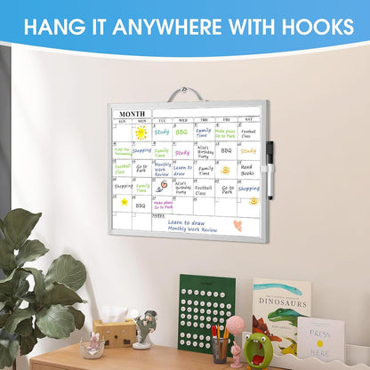 MaxGear Monthly Calendar Whiteboard, Magnetic Double-Sided Board, 16" x 12"