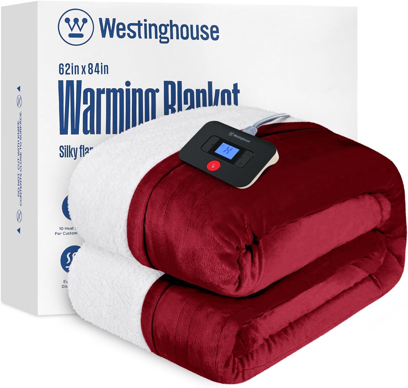 Westinghouse Heated Throw Blanket, Electric Blanket Throw with 6 Heating Levels and 2-10 Hours Time Settings, Flannel to Sherpa Super Cozy Heated Blanket Machine Washable, 50x60 inch, Charcoal