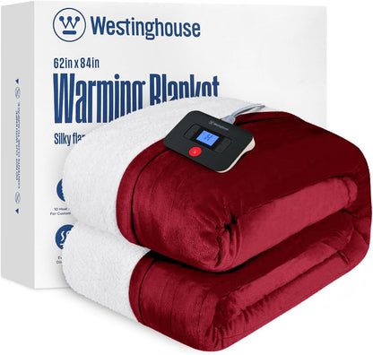 Westinghouse Heated Throw Blanket, Electric Blanket Throw with 6 Heating Levels and 2-10 Hours Time Settings, Flannel to Sherpa Super Cozy Heated Blanket Machine Washable, 50x60 inch, Charcoal