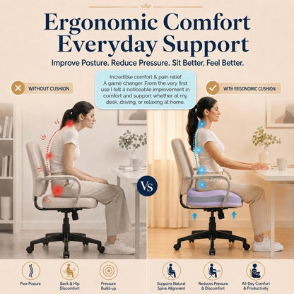 Seat Cushions for Office Chairs Wheelchair Cushion for Long Sitting Back Pain，Memory Foam Seat Car Computer Desk Chair Cushion，Coccyx Cushion for Tailbone Pain Relief Cushion Office Chair Black