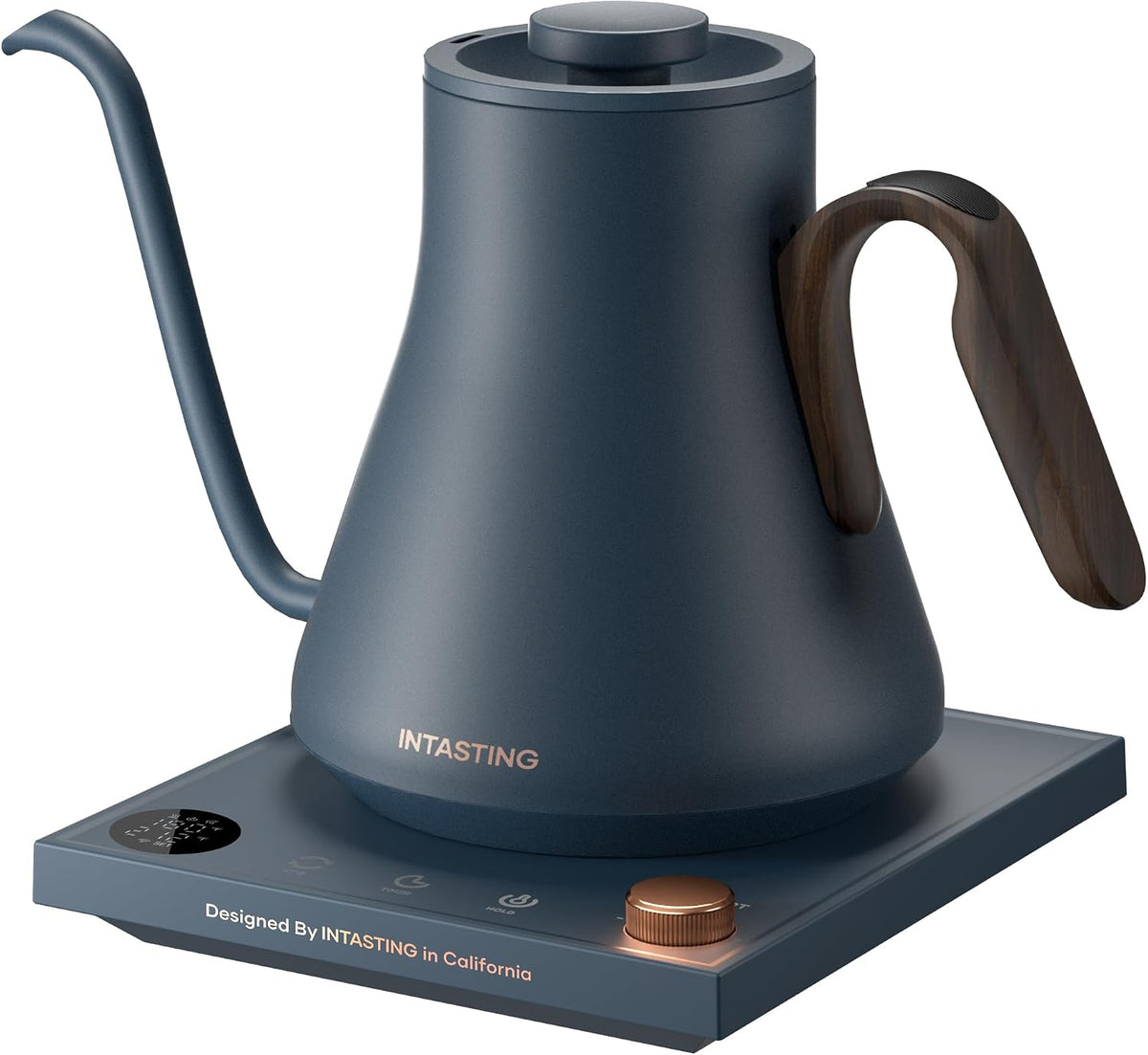 INTASTING Electric Kettle, Gooseneck Electric Kettle, ±1℉ Precise Temperature Control, Stainless Steel Interior, Quick Heating for Pour Over Coffee, Tea & Boiling Water, 0.9L (Black)