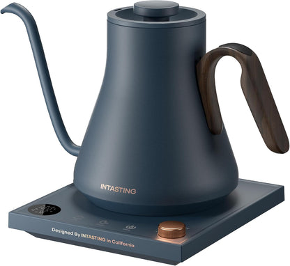 INTASTING Electric Kettle, Gooseneck Electric Kettle, ±1℉ Precise Temperature Control, Stainless Steel Interior, Quick Heating for Pour Over Coffee, Tea & Boiling Water, 0.9L (Black)