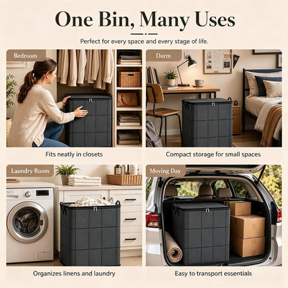 XXL Foldable Storage Bags with Reinforced Handles, 180L Large Capacity, 2 Pack, Fabric Moving Bags for Bedding, Sweaters, Closet Organizer