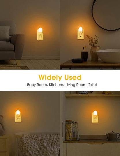 L LOHAS LED Amber Night Light, Night Lights Plug into Wall[2 Pack], 0.6W 2000K LED Night Light, Dusk to Dawn Sensor, 30/60LM Adjustable Brightness, Automatic Low Blue Nightlight for Kids, Bathroom