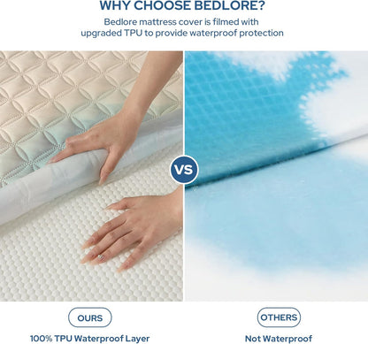 2 Pack Waterproof Mattress Protector, Queen Size Mattress Pad Noiseless with Deep Pocket Fitted for 6"-18", Soft Breathable Dirt-Proof Bed Mattress Cover Washable for Home, Bedroom, Hotel (Gray)