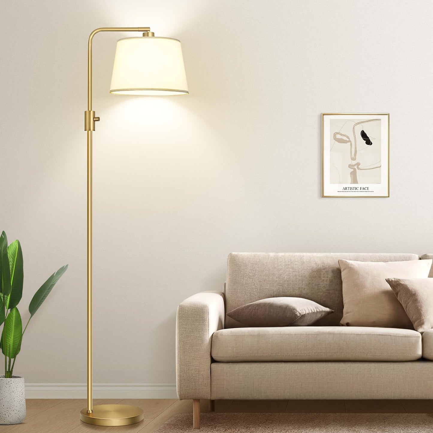 【Upgraded】 Dimmable Floor Lamp, 1000 Lumens LED Edison Bulb Included, Arc Floor Lamps for Living Room Modern Standing Lamp with Linen Shade, Tall Lamp for Bedroom Office Dining Room- Black