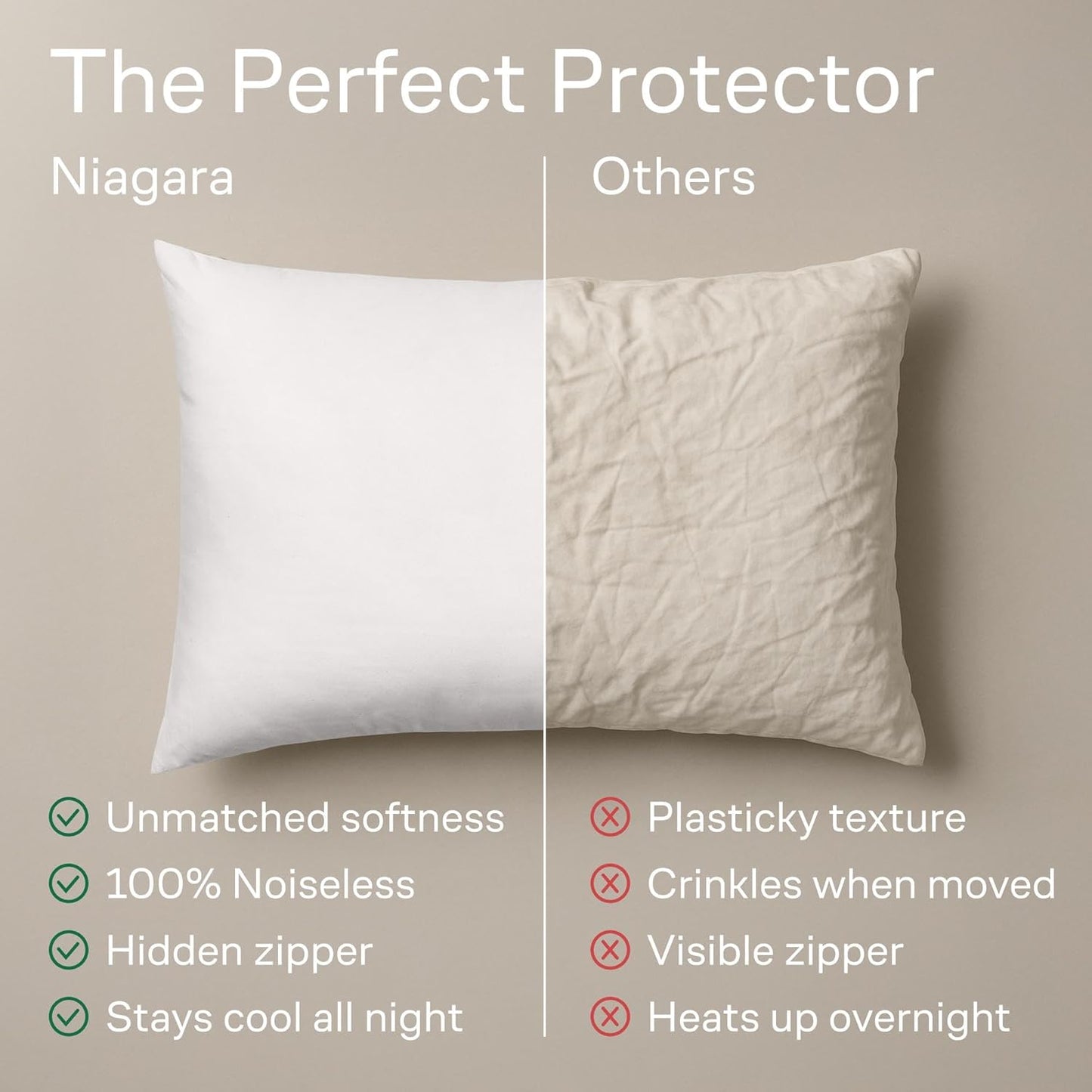 Ultra Soft Pillow Protectors with Zipper Standard Size - Set of 8 Breathable Pillow Covers - 100% Protection Against Stains, Dust & Dirt - Machine Washable (White)