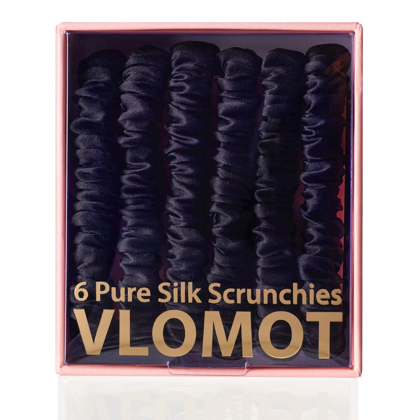 VLOMOT 6 Pcs Set 100% Pure Mulberry Silk Hair Scrunchies - 6 Chic Colors Everyday Skinny Scrunchies Silk Ponytail Holders - No Damage (Purple)