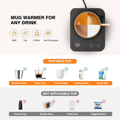 Coffee Mug Warmer, Smart Candle Warmer, Electric Cup Warmer with Aluminum Metal Panel for Office, Desk Accessories, Electric Beverage Warmer for Cocoa, Milk, Coffee Gifts for Dad