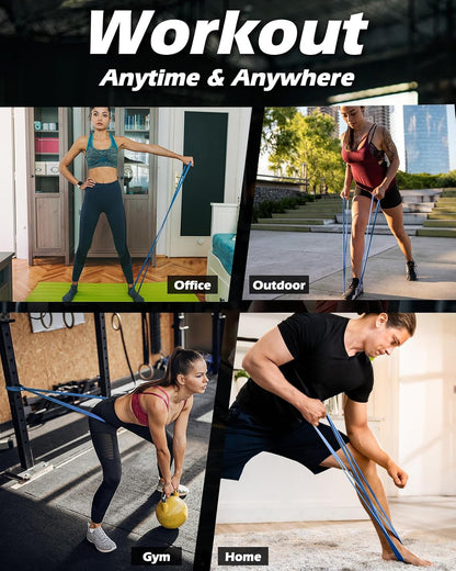 Zacro Resistance Bands Set with Door Anchor, Heavy Duty Pull Up Exercise Bands for Working Out, Muscle Power Strength Training, Physical Therapy, Home Fitness Gym Equipment for Men & Women