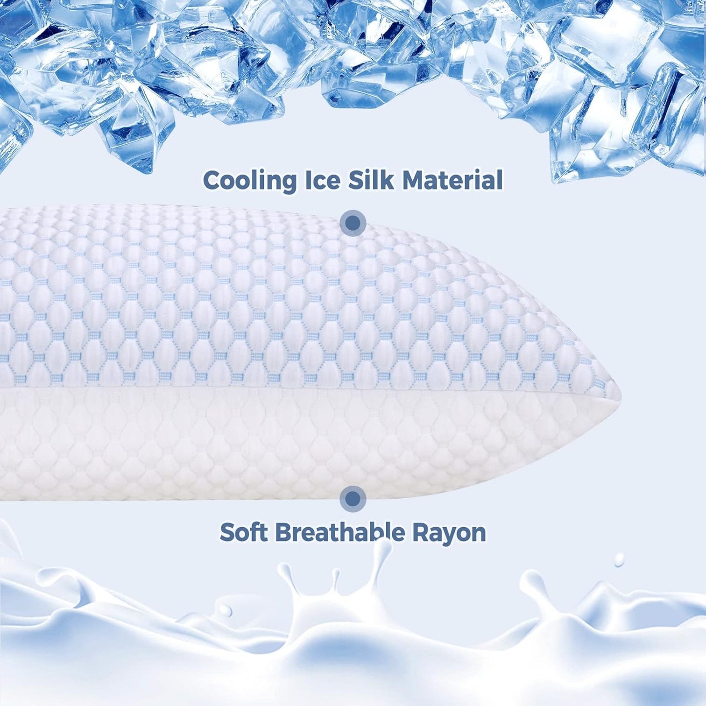 OSBED Shredded Memory Foam Pillows Queen Size Set of 2 | Neck pain relief, supportive, odorless, cooling pillow, adjustable, washable, CertiPUR-US hypoallergenic adult pillow