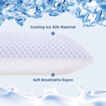 OSBED Shredded Memory Foam Pillows Queen Size Set of 2 | Neck pain relief, supportive, odorless, cooling pillow, adjustable, washable, CertiPUR-US hypoallergenic adult pillow
