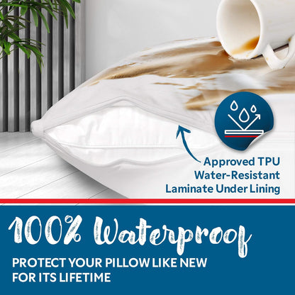 Guardmax Jersey Knitted Pillow Protector with Zipper Standard Size - 4 Pack -100% Waterproof, Bed Bug Proof, Dust Mite Proof, & Hypoallergenic Pillow Covers - Premium Zippered Pillow Cases. (20 X 26)