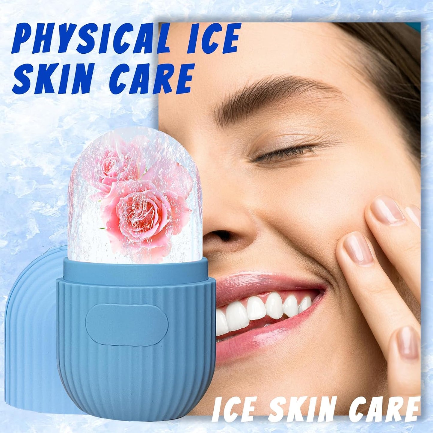 Joyeee Ice Face Roller, Reusable Silicone Mold Face Massage Eye Facial Beauty Skin Care Tools Apply Ice for Shrink Pores Anti Wrinkle Reduce Puffiness Improve Skin Elasticity, Striped