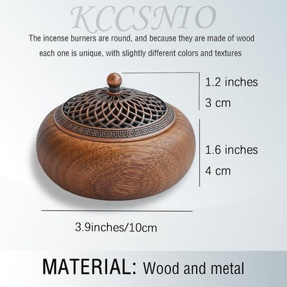 Acacia Wood Incense Burner for Cones & Coils, with Sticks Holder