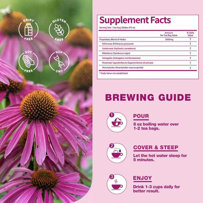 EnrychLeafo Echinacea Herb Tea with Goldenseal & Elderberry- 50bags