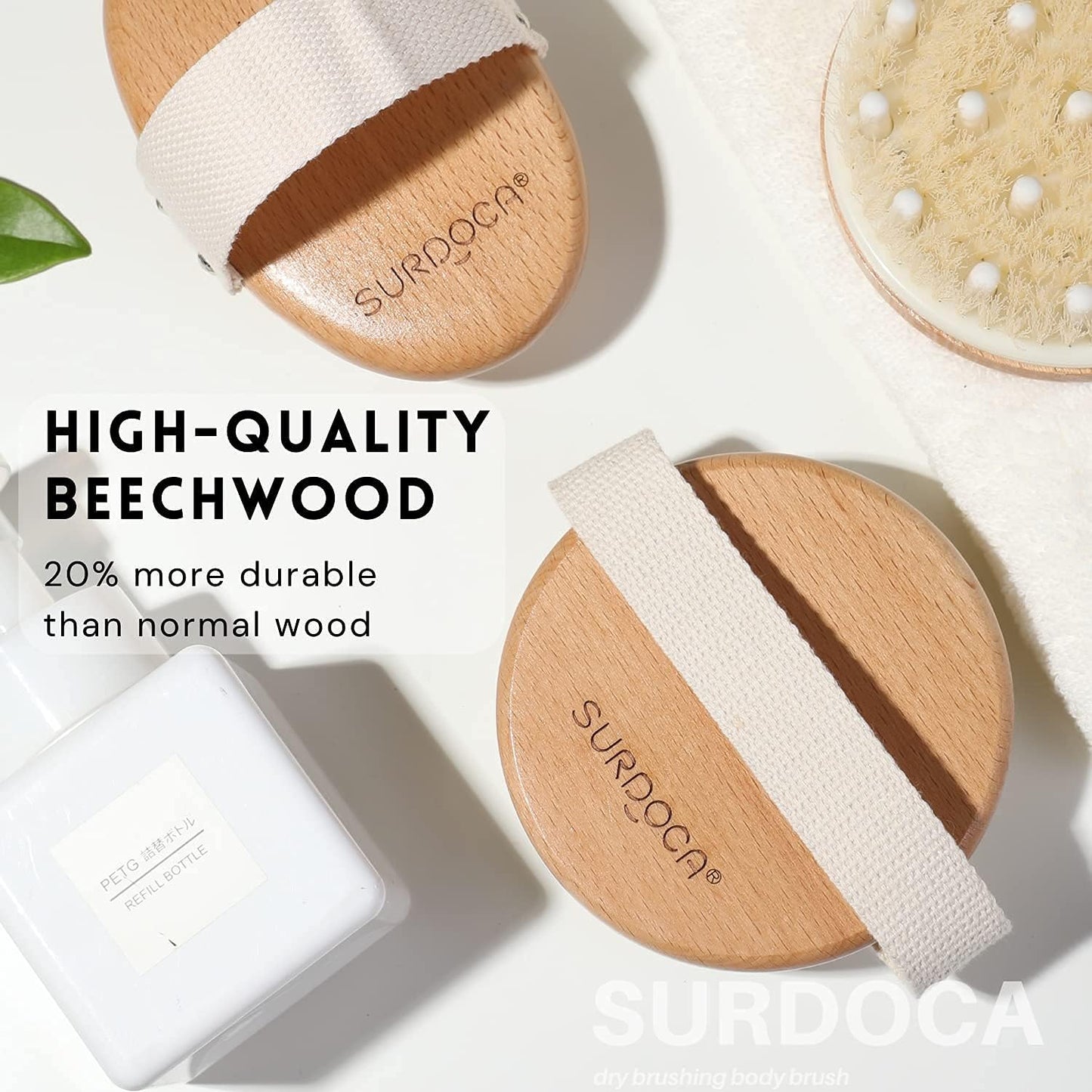 SURDOCA Dry Brush, Body Exfoliating Scrubber, Bath Shower Brushes for Improve Circulation, Cellulite and Lymphatic Remover
