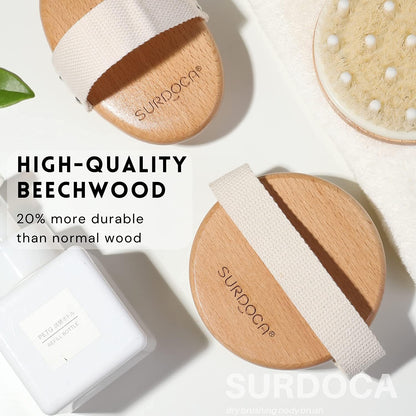 SURDOCA Dry Brush, Body Exfoliating Scrubber, Bath Shower Brushes for Improve Circulation, Cellulite and Lymphatic Remover