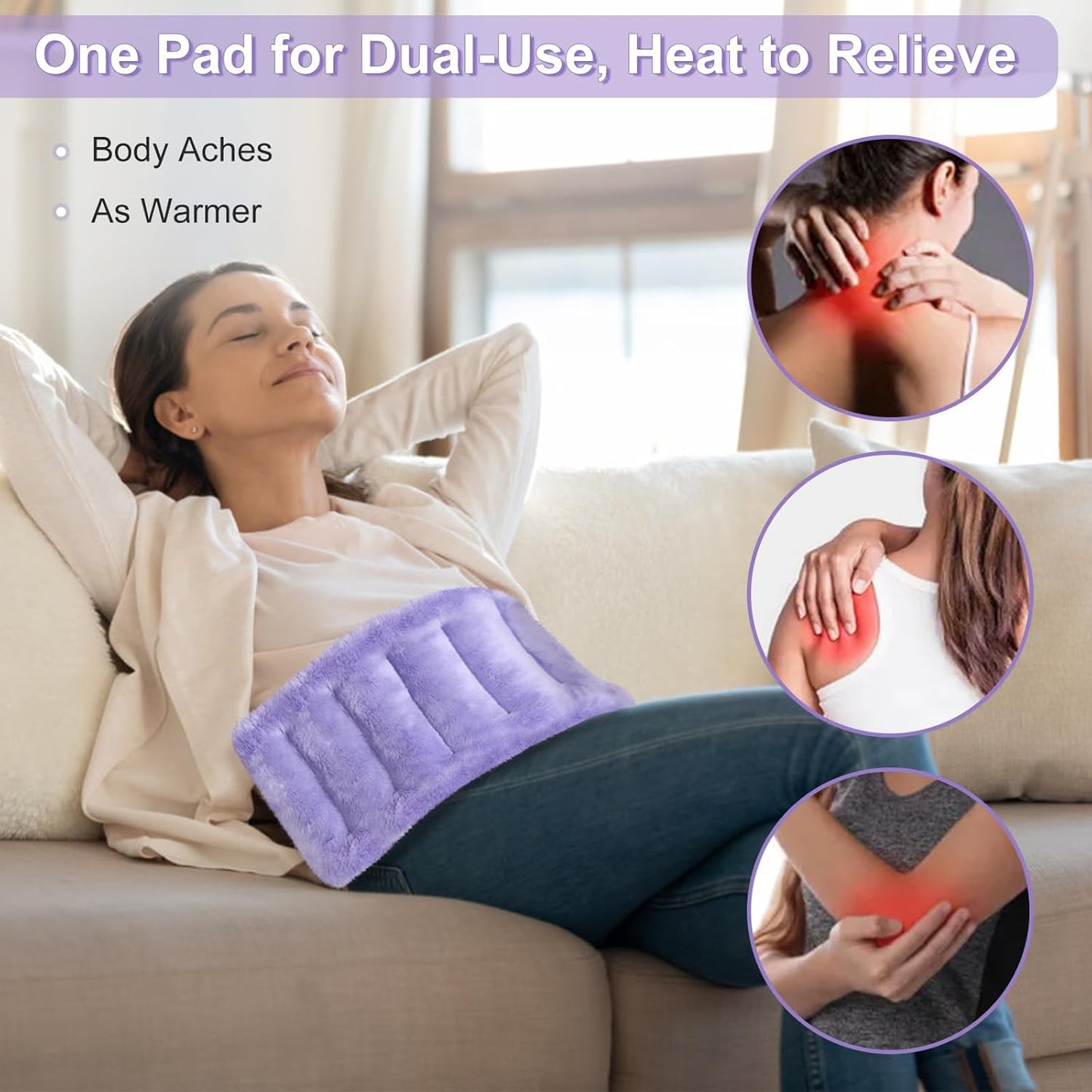 SuzziPad Microwavable Heating Pads for Neck and Shoulder Back Discomfort, 7x16 Fatigue Soothing Heated Pad Microwave, Moist Hot Packs, Unscented Heat Pack for Aches, Sore Muscle, Gray