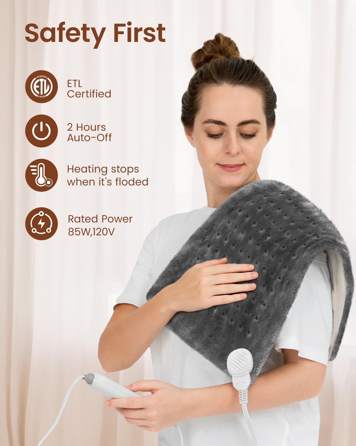 RENPHO Heating Pad for Back & Period Cramps, FSA Eligible & HSA Store, Fathers Day Dad Gifts for Men & Birthday Gifts for Women, 12" x24‘’ Electric Heat Pad for Neck and Shoulder, ETL Certified, Gray