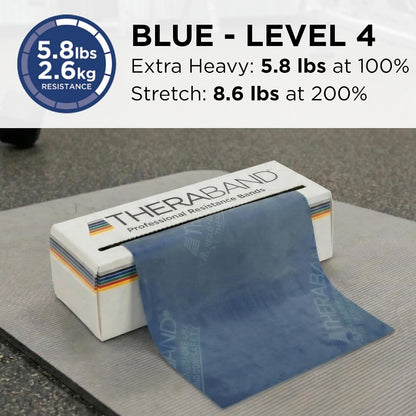 THERABAND Resistance Bands, 6 Yard Roll Professional Latex Elastic Band For Upper & Lower Body, Core Exercise, Physical Therapy, Pilates, Home Workouts, Rehab, Blue, Extra Heavy, Level 5