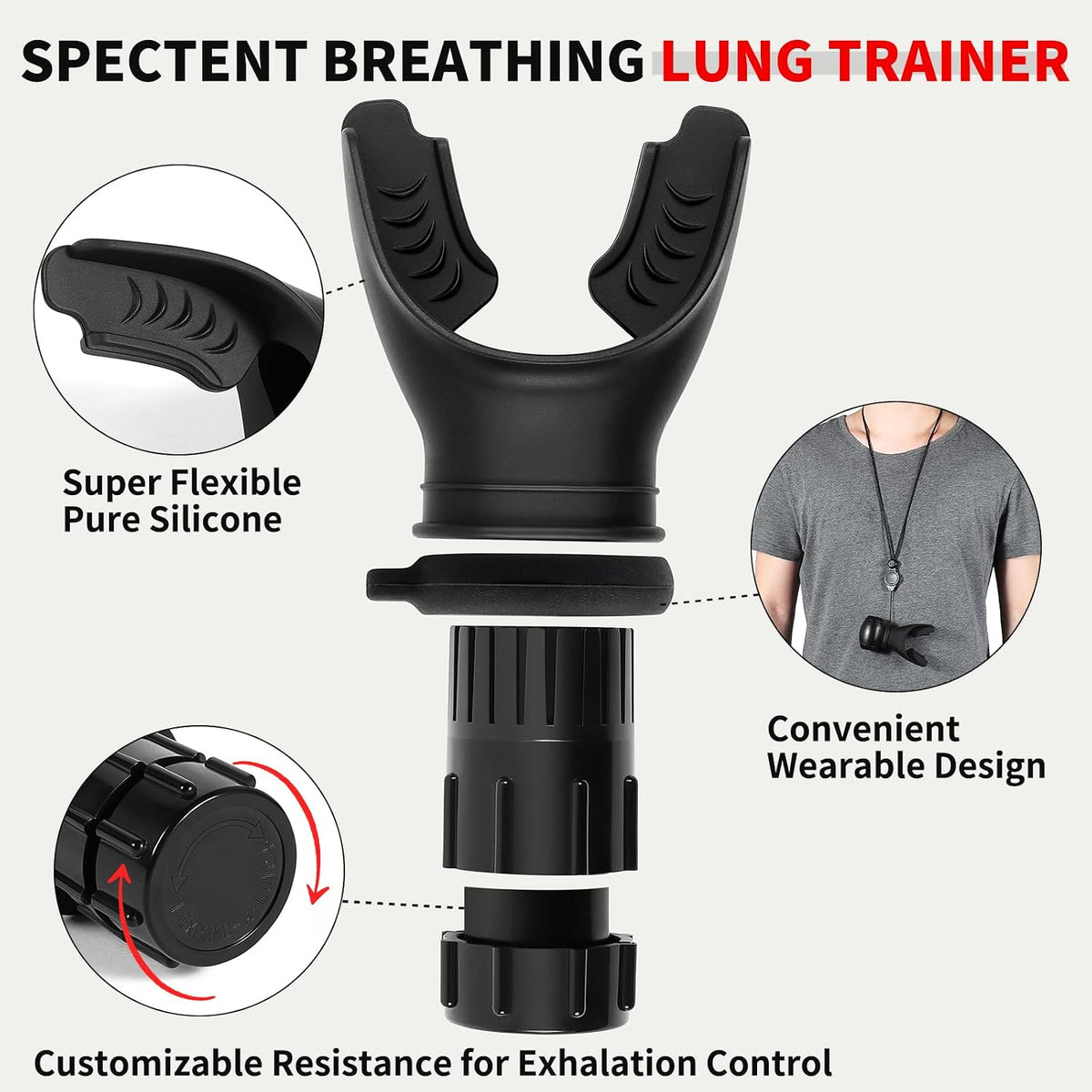 Breathing Trainer for Portable Lung Trainer, Breathing Resistance Trainer for Daily Fitness Training, Breathing Trainer for Lungs Different Fitness Needs & Easy to Clean.