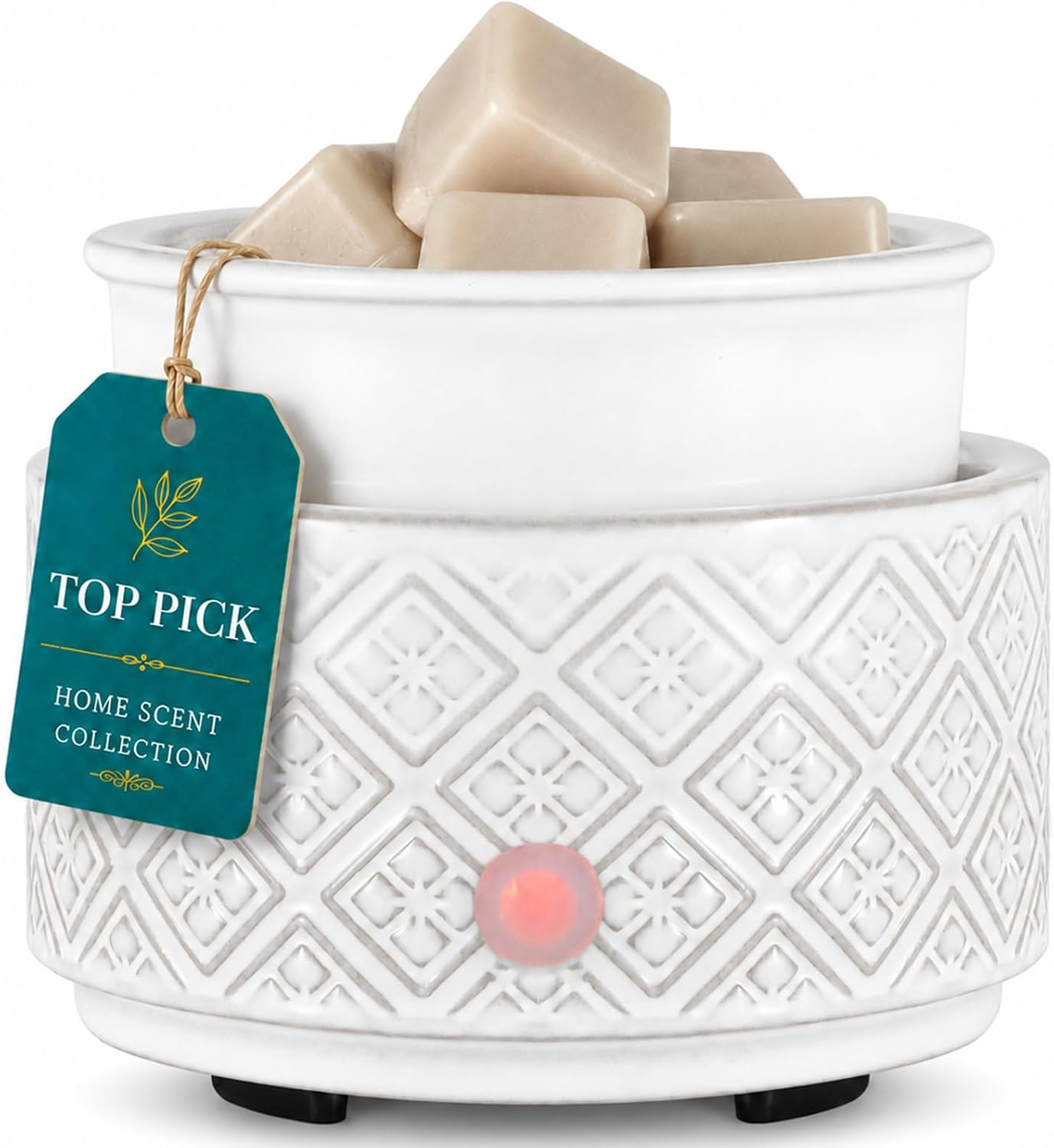 mocosa Ceramic Wax Warmer Wax Melt Warmer for Scented Wax 3-1 Electric Candle Warmer Home Fragrance Wax Burner for Mom Women(White-Fan Shaped)