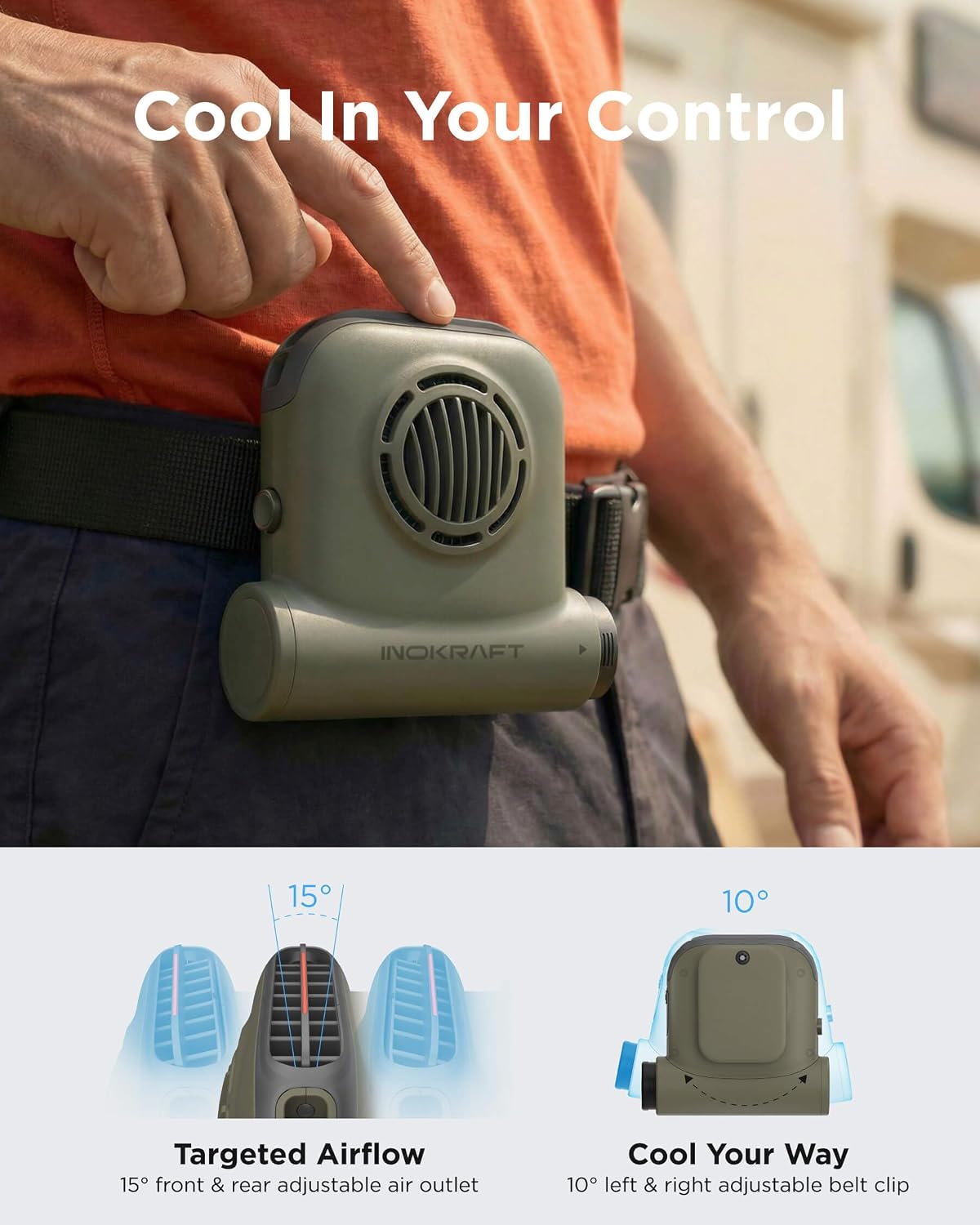 InoKraft Waist Fan with Swappable 4Ah Rechargeable Battery