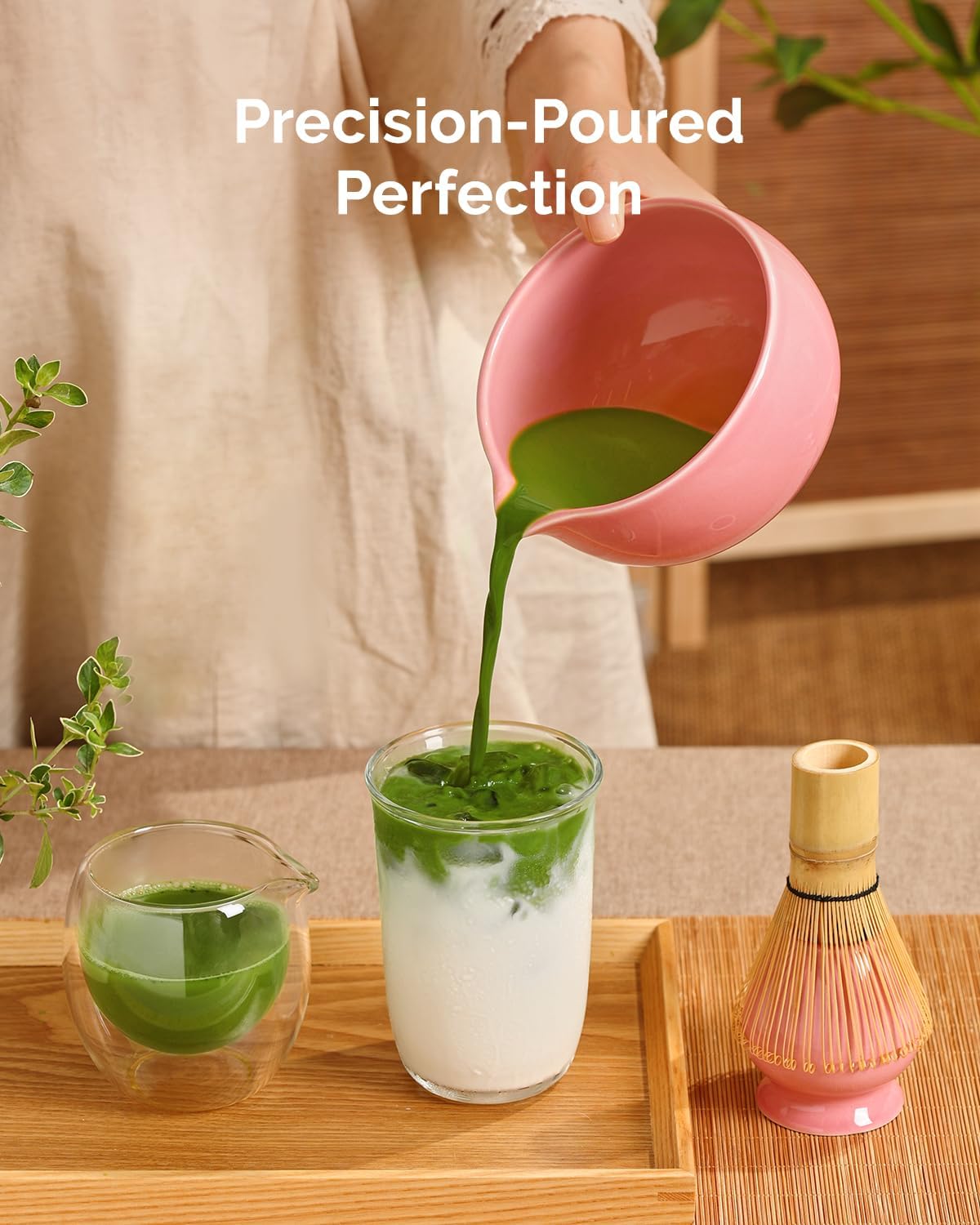 Maestri House Matcha Whisk Set, 7-Pc Complete Matcha Kit with Spouted Ceramic Bowl, Bamboo Whisk and Holder, Scoop, Spoon Rest & Sifter, Tea Cloth – Ideal Gift for Matcha Lovers (Black Stone)
