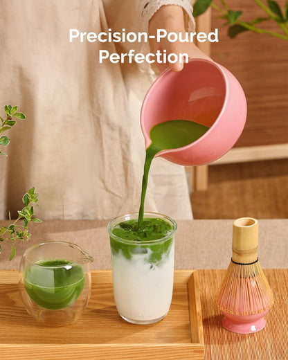 Maestri House Matcha Whisk Set, 7-Pc Complete Matcha Kit with Spouted Ceramic Bowl, Bamboo Whisk and Holder, Scoop, Spoon Rest & Sifter, Tea Cloth – Ideal Gift for Matcha Lovers (Black Stone)