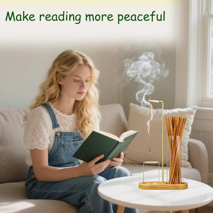 2 in 1 Incense Holder for Sticks, Insence-Stick Holder with Glass Ash Catcher & Incense Sticks Organizer, Anti-Ash Flying Incense Burne for Yoga, Spa, Meditation, Wooden Home Decor