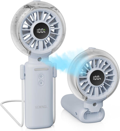 VEWINGL Portable Misting Fan, 110° Foldable Handheld Fan, 5 Speed