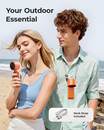 Portable Handheld Turbo Fan - 5 Gear High Speed 4000mAh Rechargeable Mini Personal Hand Fan Blow Cold Air, Battery Operated Travel Essentials, Beach Vacation, Gifts for Women, Men (Black)