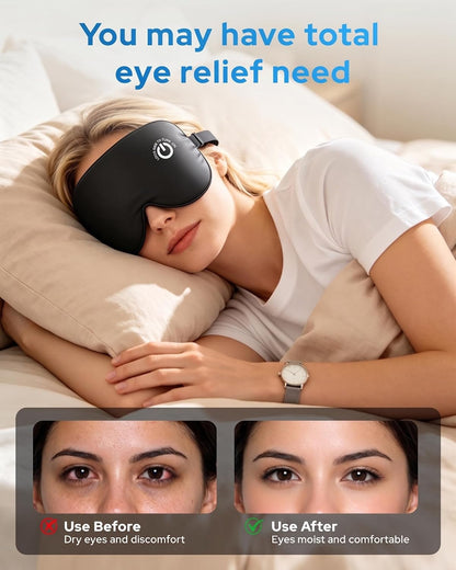 Heated Eye Mask for Dry Eyes, Cordless Rechargeable Warm Compress with 100% Mulberry Silk Cover, 3 Heat Settings, 20-Min Auto-Off, FSA-HSA Eligible Eye Mask for Home, Office & Travel