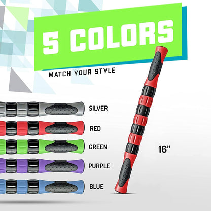 Elite Massage Roller Stick Targets Sore, Tight Leg Muscles to Prevent Cramps and Release Tension. It's Sturdy, Lightweight, Smooth Rolling and Thankfully This Lifesaver has Comfortable Handles.Red