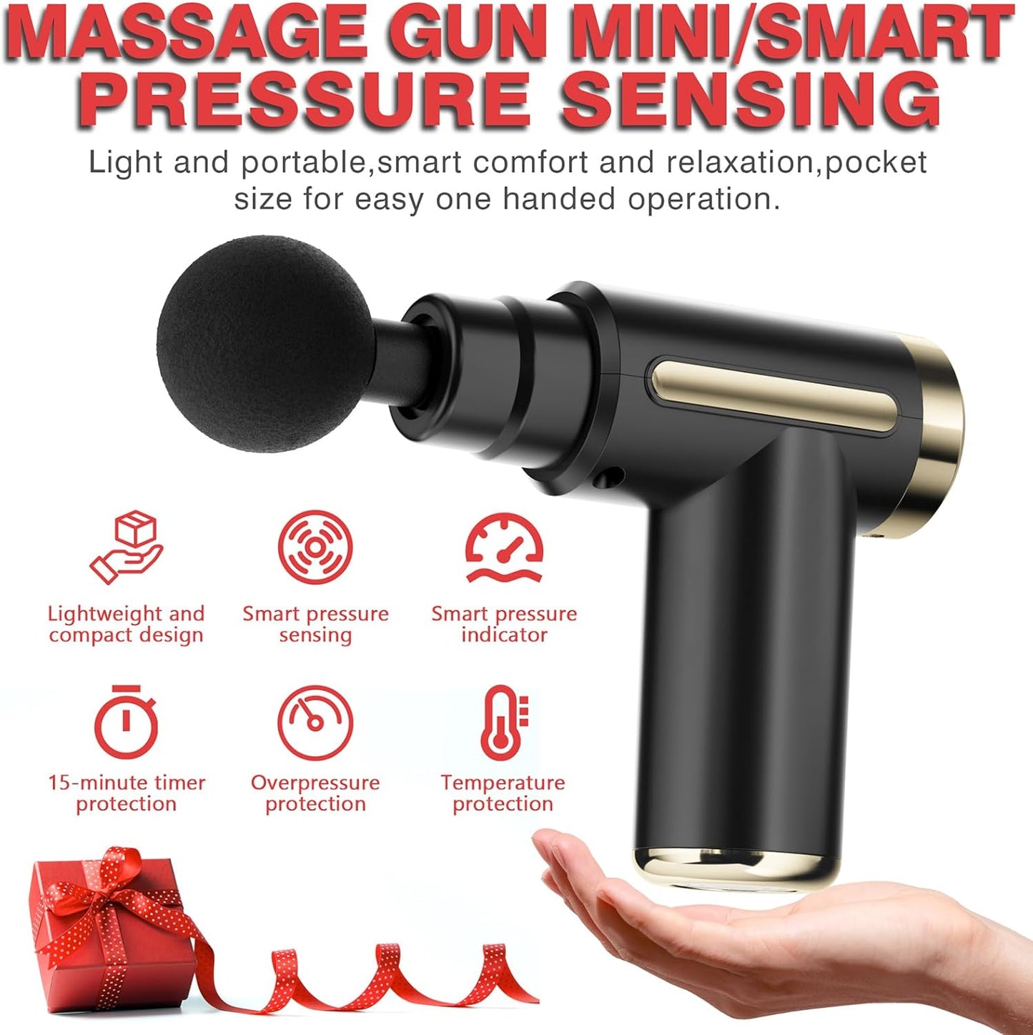 cotsoco Massage Gun Deep Tissue for Pain Relief with 4 Massage Heads & 6 Speeds, Electric Mini Handheld Body Massager for Any Pain Relief, Best Gifts for Men and Mom