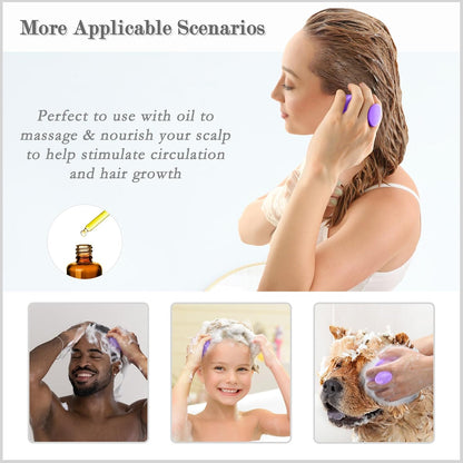 FREATECH Scalp Scrubber Scalp Massager Hair Growth, Shower Shampoo Brush with Silicone Bristles for Dandruff Removal and Hair Care, Wet & Dry Hair Massager Scalp Exfoliator for Men Women Kids，Black