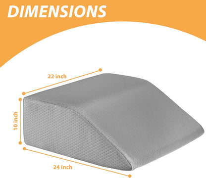 Bedluxe Leg Pillow Elevation Blood Circulation, Wedge Pillow for Legs Swelling, Leg Elevating Wedge Pillow for After Surgery, Foot Knee Pillow for Leg Rest, Sleeping, Memory Foam Top, 8in, White/Grey