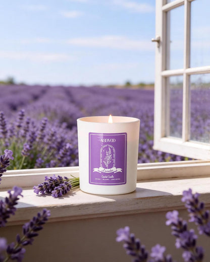 AOOVOO Lavender Scented Candles for Women - Aromatherapy Candle with Crystals Inside, 10oz Soy Candles for Home Scented, Birthday Gifts Mothers Day Candle for Women Mom
